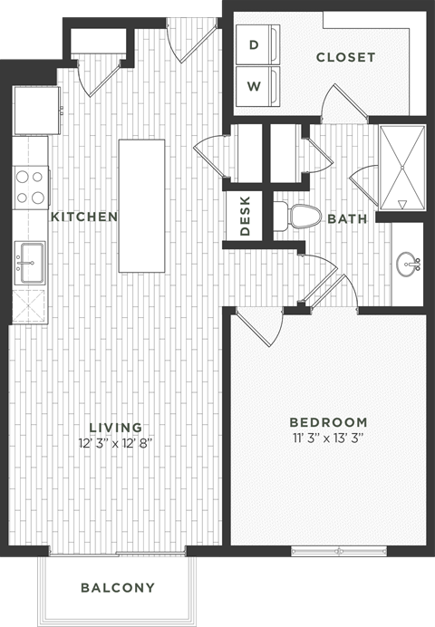One bedroom floor plan